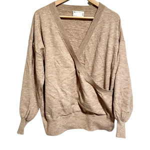 ASOS Maternity Sweater Faux Wrap Sweater Size 12 Neutral Tan Pregnancy